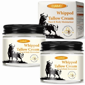 Beef Tallow for Skin, 2Pcs Tallow Face Moisturizer, Natural Grass-Fed Grass Finished Beef Tallow and Honey Balm Deeply Moisturizing for Face & Body