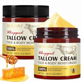 Beef Tallow for Skin, Beef Tallow for Face, Organic Beef Tallow Face Moisturizer, Natural Tallow and Honey Balm, Pure Beef Tallow Moisturizer Body, Grass Fed Beef Tallow, All Skin Types 4.2 Oz