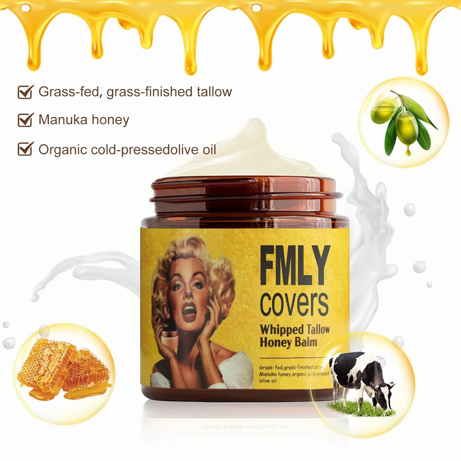 Beef Tallow For Skin, Grass Fed Tallow Face Body Moisturizer, Nourish and Soothe Dry Skin