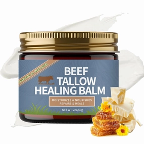 Beef Tallow Healing Balm, Beef Tallow & Manuka Honey Healing Balm, Organic Grass Fed Beef Tallow Moisturizer for Skin, Beef Tallow Cream for Tightening and Firming (1)