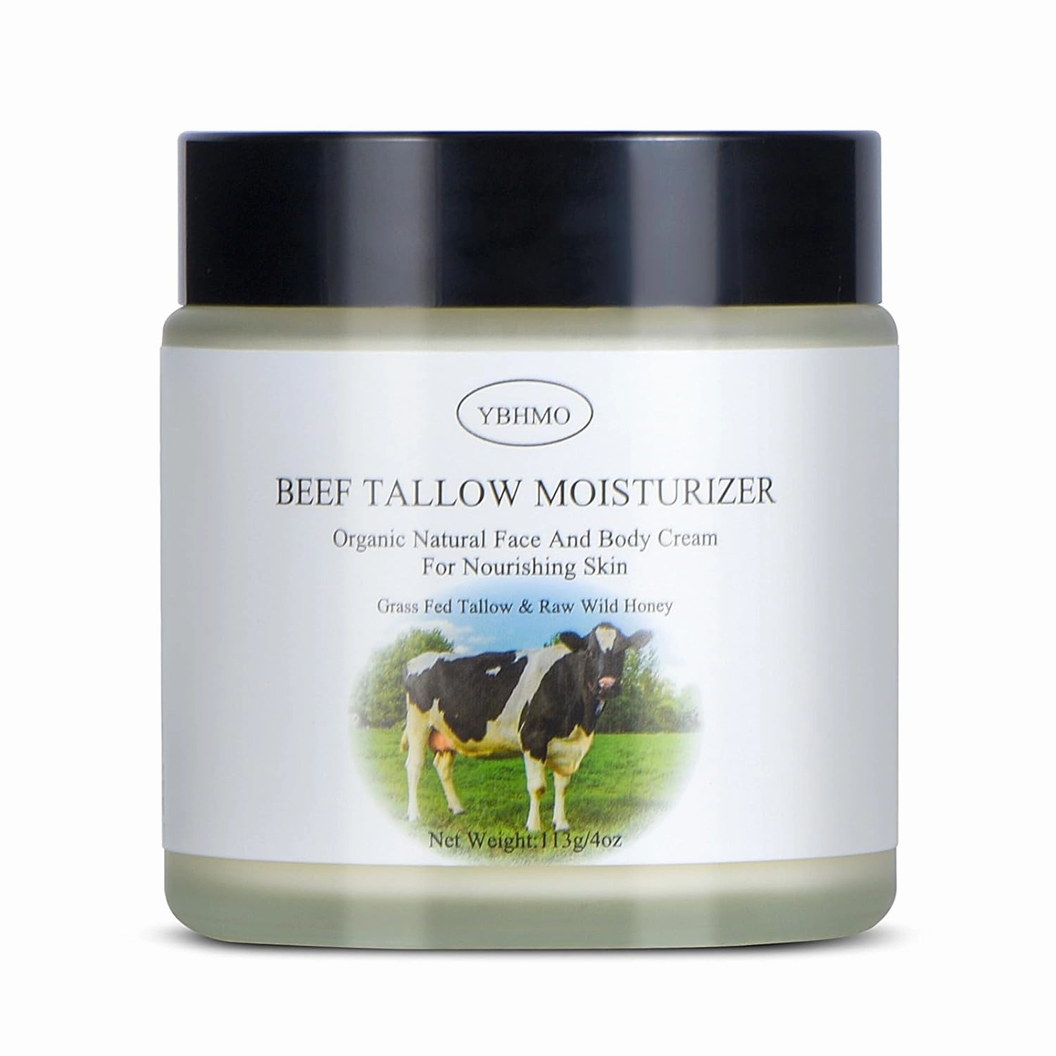 Beef Tallow Moisturizer,Beef Tallow for Skin,Organic Grass Fed Beef Tallow with Raw Honey Moisturizing Cream, Whole Body & Face Moisturizer（4oz）