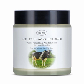 Beef Tallow Moisturizer,Beef Tallow for Skin,Organic Grass Fed Beef Tallow with Raw Honey Moisturizing Cream, Whole Body & Face Moisturizer（4oz）