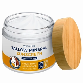 Beef Tallow Sunscreen Orangic SPF 30 with Zinc Oxide,Non-Toxic 2-in-1 Moisturizer & Mineral Sunblock | Reef Safe, Chemical-Free,Lightweight, Clean Formula for Sensitive Skin.
