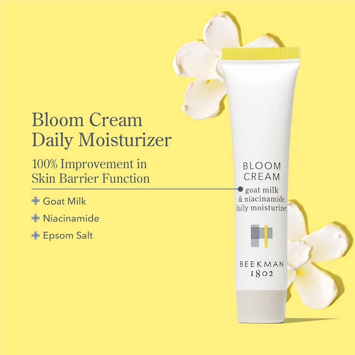 Beekman 1802 Bloom Cream Goat Milk Face Moisturizer, 15mL - Lightweight, Gentle, Deeply Hydrating & Nourishes Skin Barrier - All Skin Types - Cruelty Free - Packaging May Vary