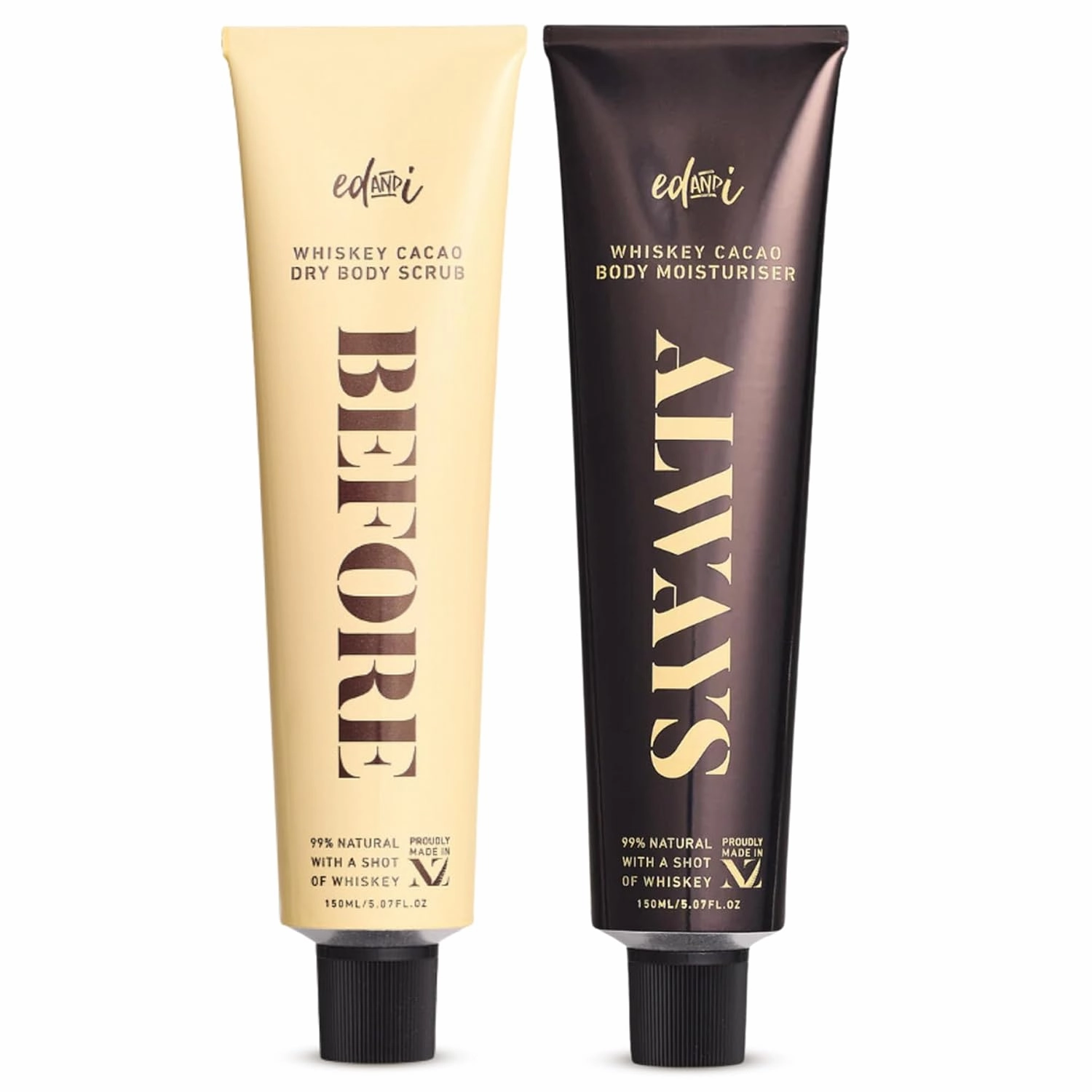 BEFORE & ALWAYS Bundle - Whiskey Cacao BEFORE Dry Body Exfoliator Scrub and ALWAYS Daily Moisturizer Cream