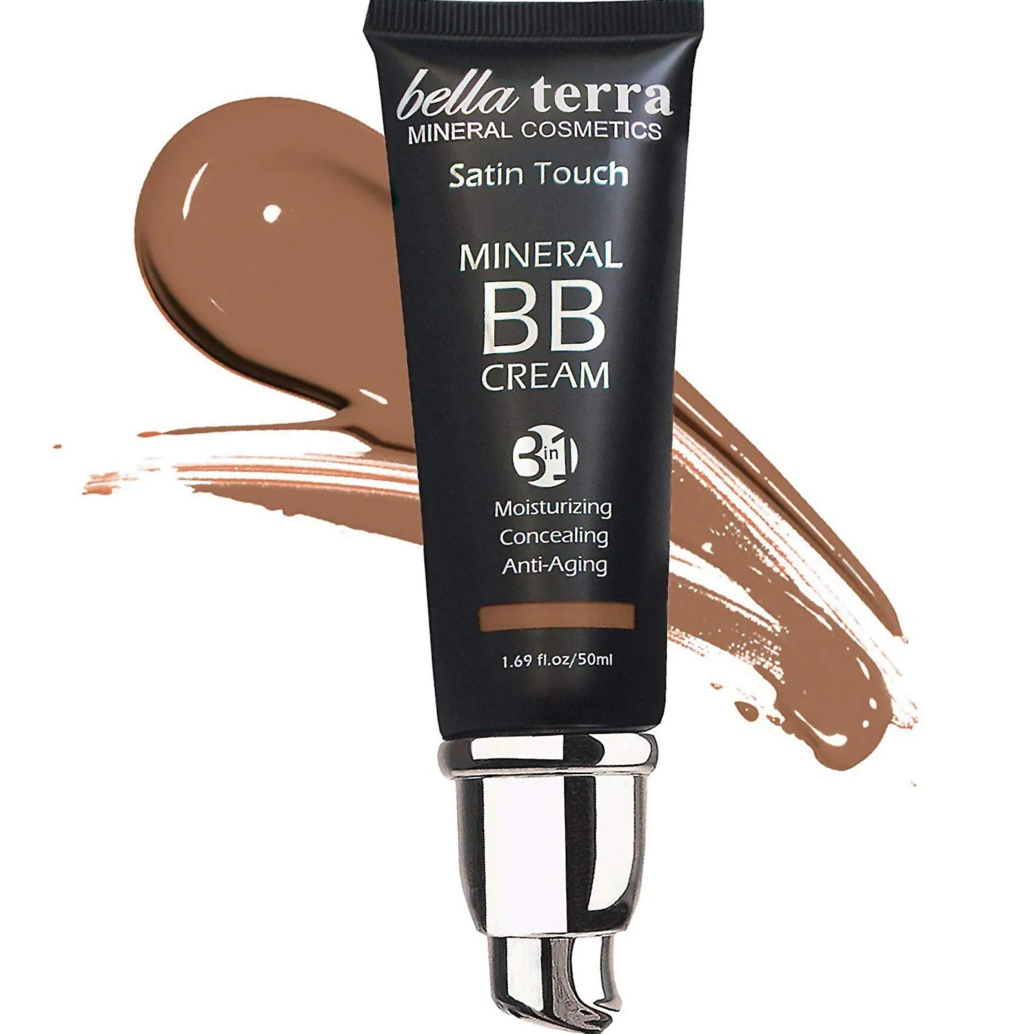 Bellaterra Cosmetics BB Cream - Tinted Moisturizer, Mineral Foundation Makeup, Dark 107 | Skin Perfector, 1.69 oz