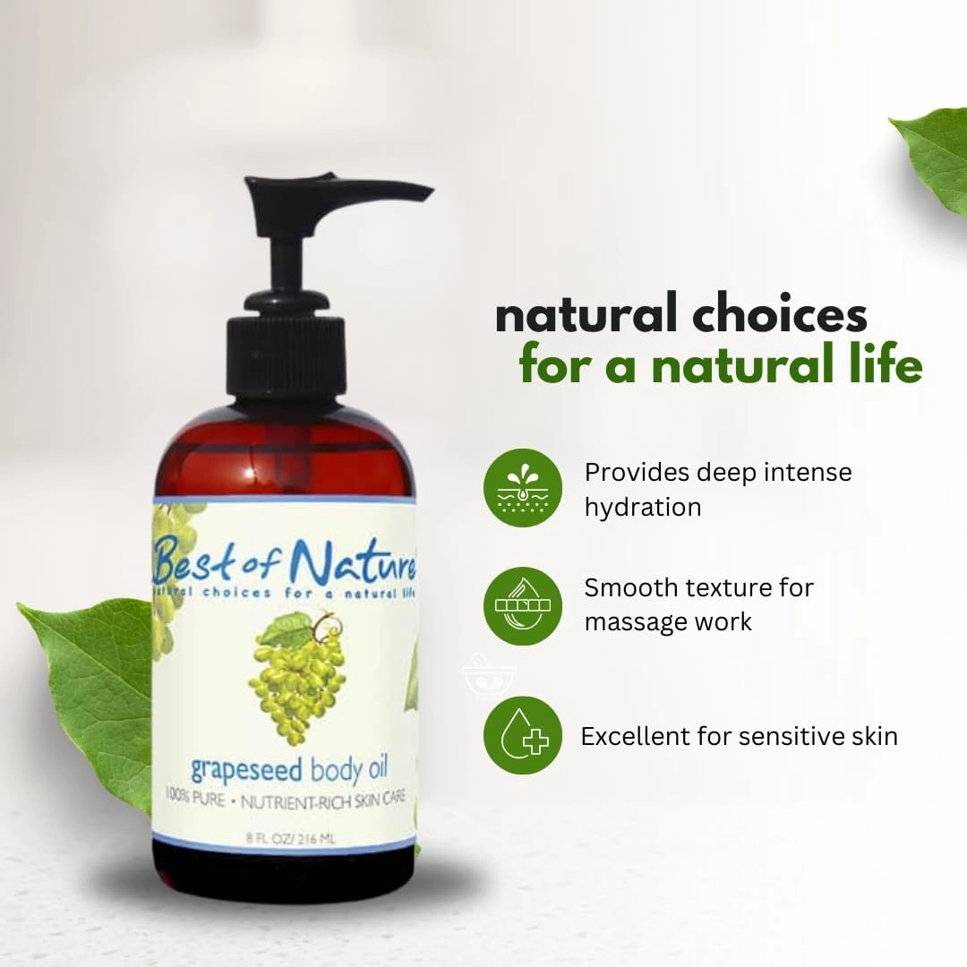 Best of Nature 100% Pure Grapeseed Oil - Unscented, Lightweight, Non-Greasy Moisturizer for Hair, Skin, Face & Aromatherapy, Carrier Oil for Essential Oils, 5 Gallon Pail (640 fl oz)