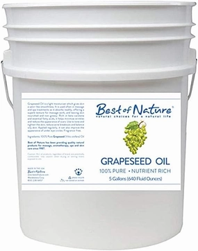 Best of Nature 100% Pure Grapeseed Oil - Unscented, Lightweight, Non-Greasy Moisturizer for Hair, Skin, Face & Aromatherapy, Carrier Oil for Essential Oils, 5 Gallon Pail (640 fl oz)