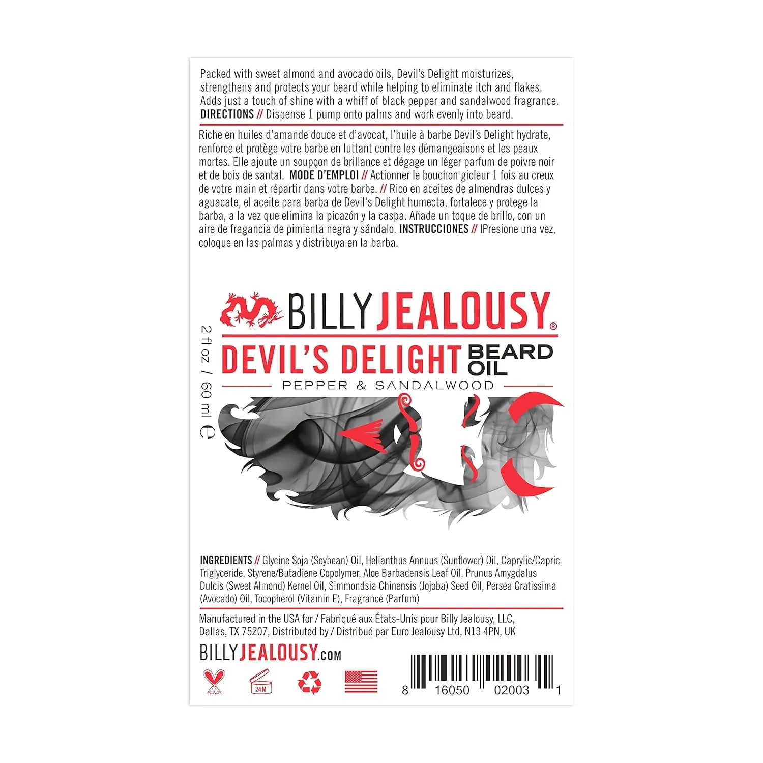 Billy Jealousy Beard Oil for Men, Lightweight, Low Shine, and Hydrating Beard Moisturizer for Softer Hair, Helps Prevent Itching and Flakes