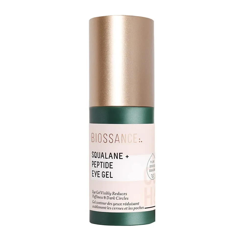 Biossance Squalane   Peptide Eye Gel - Ultra-Hydrating Under Eye Cream - Reduces Puffiness & Dark Circles - Eye Wrinkles Repair Moisturizer- Anti Aging & Hydrating, Day & Night Cream - 0.5oz