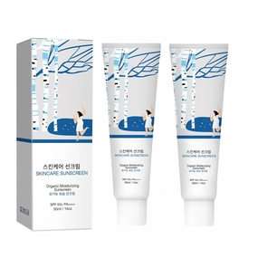 Birch Juice Moisturizing Sunscreen -SPF50  PA    Birch Juice Sun Cream for Face Korean Skincare, WaterResistant & Non-Greasy, Daily Face Sunscreen for All Skin (2PCS)