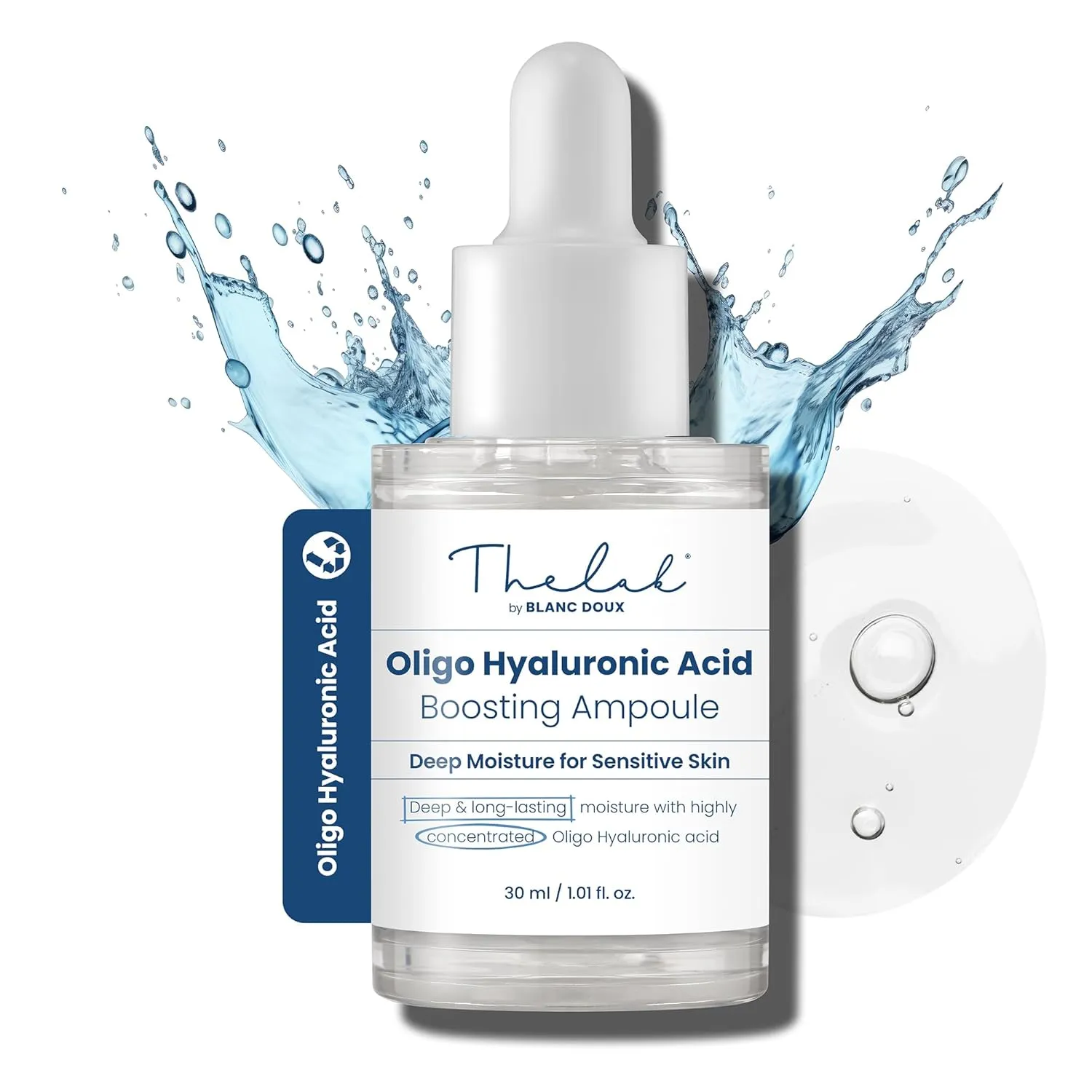 Blanc Doux Oligo Hyaluronic Acid Serum - Deeply Intense Hydrating Daily Oil-Free Essence Ampoule VEGAN Face Moisturizer Dry Sensitive Acne-Prone Skin Anti-Wrinkle Age-Defying