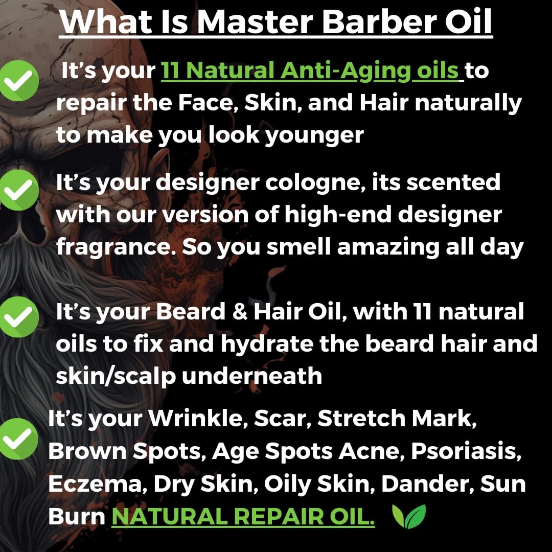 Bleu- Beard Oil, Skin & Body Anti-Aging Cologne Oil – Long-Lasting Scent, 11 Natural Oils – Non-Greasy Beard, Hair & Scalp Moisturizer – 2oz