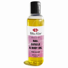 Bliss Kiss Simply Pure Hydrating Oil - 4 oz Bottle - Pink Sugar Scent - Cuticle & Nail Oil