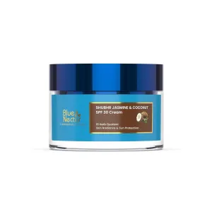 Blue Nectar Coconut SPF 30 Sunscreen Face Cream for Plant-Based Sun Protection | Oil Free Vitamin E Face Moisturizer for Oily & Sensitive Skin For Women (16 Herbs, 1.76 FlOz)