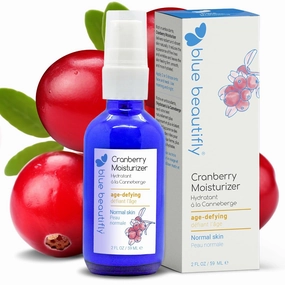 Blue Beautifly Cranberry Face Moisturizer - Restores Elasticity, Boosts Collagen, and Protects the Skin - Hyaluronic Acid Moisturizer Super-Charged with Ribose, and Marine Pine Bark Extract - 2 fl oz