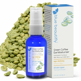 Blue Beautifly Green Coffee Under Eye Cream - Go-To Instant Eye Bag Remover - Reduces Puffiness/Dark Circles - Triple-Caffeinated with Coffee Bean Extract, Coffee Oil & Coffee Essential Oil - 1 fl oz