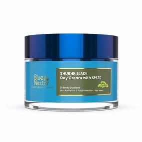 Blue Nectar Brightening Day Cream for Men Daily Use with SPF 30 | Sunscreen for Oily Skin & Dry Skin, Natural Skin Brightening Cream with Eladi(19 Herbs, 1.7 Oz)