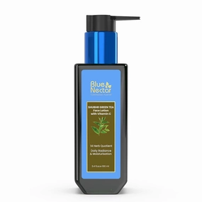 Blue Nectar Green Tea Face Moisturizer for Oily Skin with Vitamin C, Rosehip Oil & 14 Ayurvedic Herbs