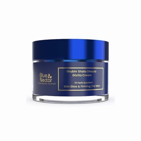 Blue Nectar Shata Dhauta Ghrita Face Cream for Men | 100 Times Washed Ghee Face Moisturizer for | Truly Natural Face Cream for Skin Firming (19 Herbs, 50g)