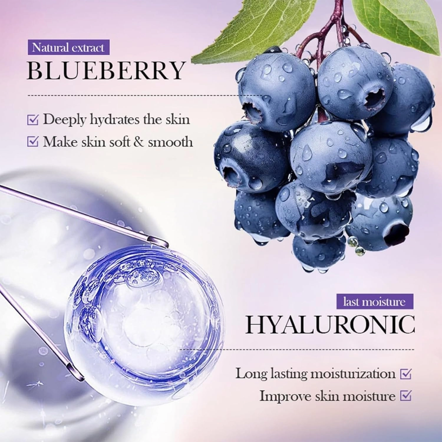 Blueberry Moisturizing Butter Cream, Hydrating Multi Cream with Hyaluronic Acid, Firming & Lifting Anti Aging Smoothes Skin, Non-Greasy Butter, Nourishing for All Skin Types (1Pc)
