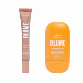 Blume Superbalm   Sunburst Bundle - Lip Moisturizer with Shea Butter and Squalane to Heal Dry, Cracked Lips and Hydrating & Soothing Face Sunscreen with Zinc Oxide - 2 Count