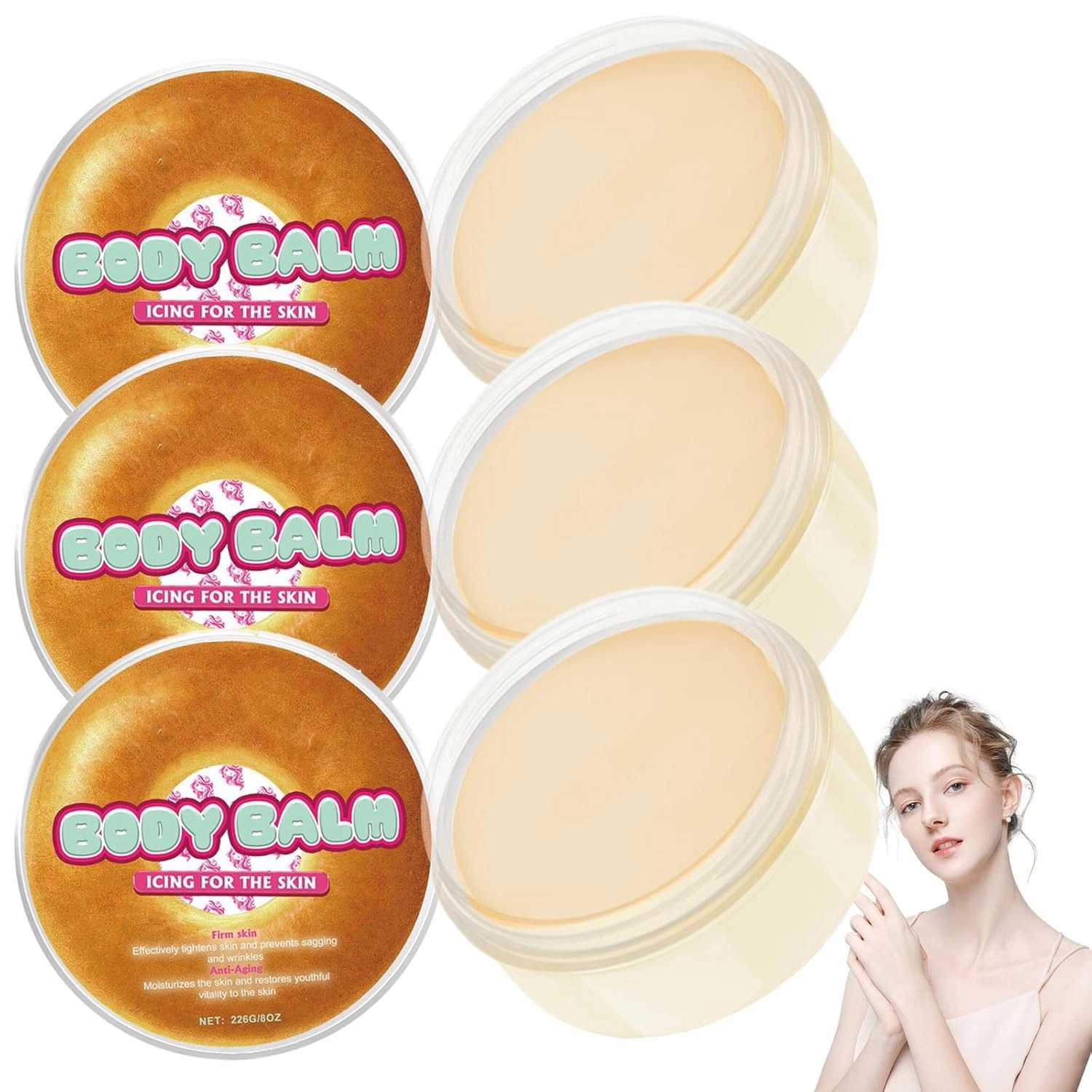 Body Butter Donut, Nourishing Moisturizing Whipped Body Butter for Women, Butter Donut AntiAging Skin Care Body Moisturizer Cream for All Skin Type, Improve Dullness, Even Out Skin Tone (3pc)