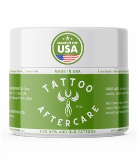 BodyJ4You Tattoo Aftercare Balm - New Tattoo Healing Cream Moisturizer - Non Greasy Vegan Butter Enhancing Color Brightener - Safe Lotion Old Tattooed Skin Sun Protection Natural Skin Care - 4 Oz