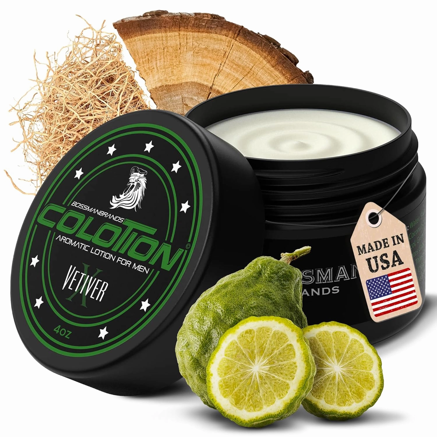 Bossman Colotion (Vetiver X Scent) – 2-in-1 Men's Lotion & Cologne, Moisturizing & Hydrating Scented Body Cream for Daily Use