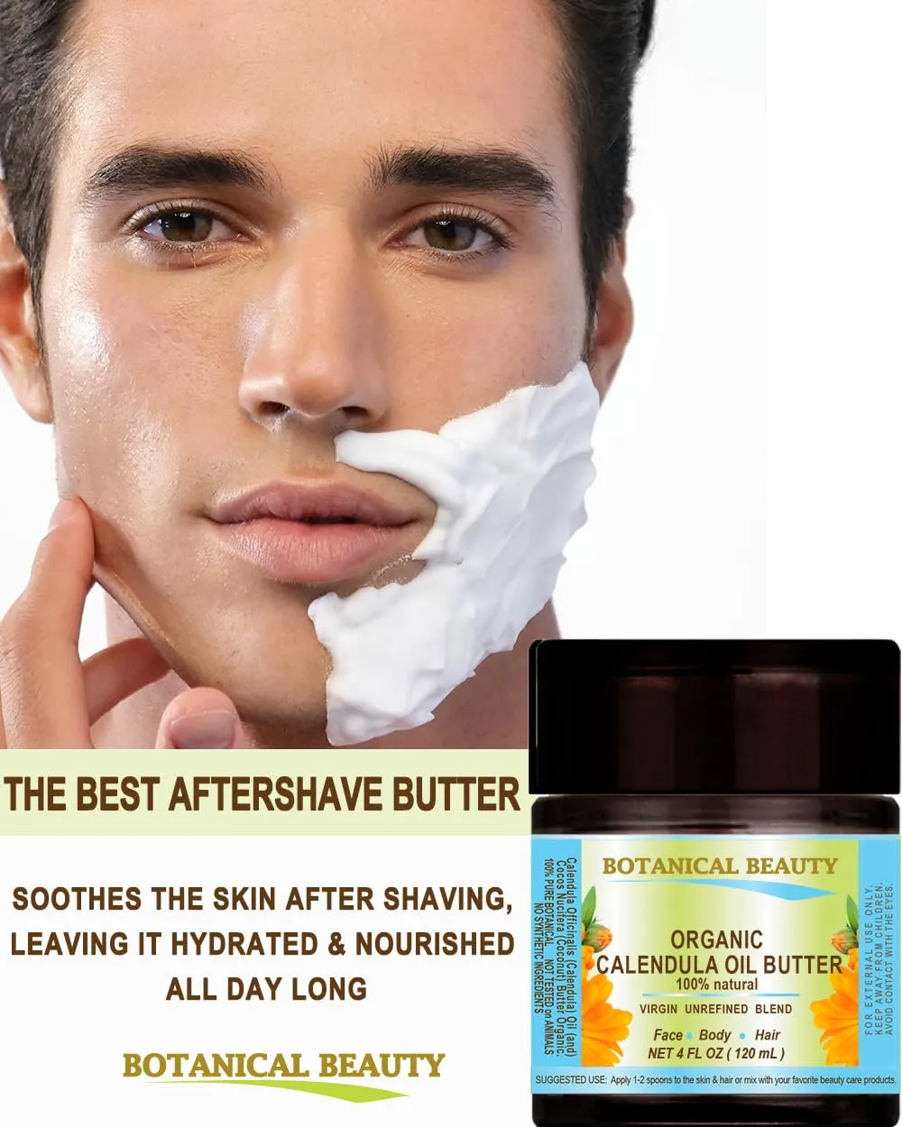 Botanical Beauty CALENDULA OIL BUTTER Calendula Officinalis Marigold Oil Butter 100% Pure Natural for FACE, SKIN, BODY, HAIR, NAILS, Foot Care 4 Fl Oz - 120 ml