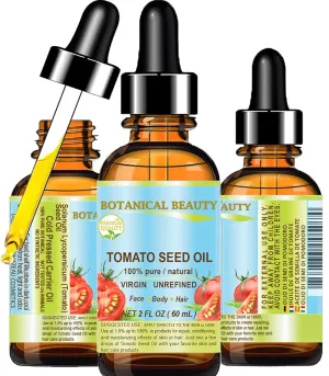 Botanical Beauty TOMATO SEED OIL 100% Pure Natural Virgin Unrefined Cold-pressed Carrier Oil 2 Fl oz 60 ml For Face, Skin, Body, Hair, Lip, Nails. Rich in Vitamin E, Lycopene