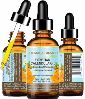 Botanical Beauty CALENDULA OIL Egyptian Calendula Officinalis Marigold Oil Pure Natural for FACE, SKIN, BODY, HAIR, NAILS 2 Fl.oz.- 60 ml Skin Moisturizer Oil