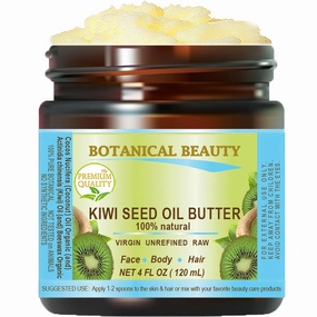 Botanical Beauty KIWI SEED OIL BUTTER RAW VIRGIN UNREFINED Cold pressed for Face, Body, Hair, Nails, Skin, Hands, 4 Fl. oz. - 120 ml. Rich in vitamin E, vitamin C