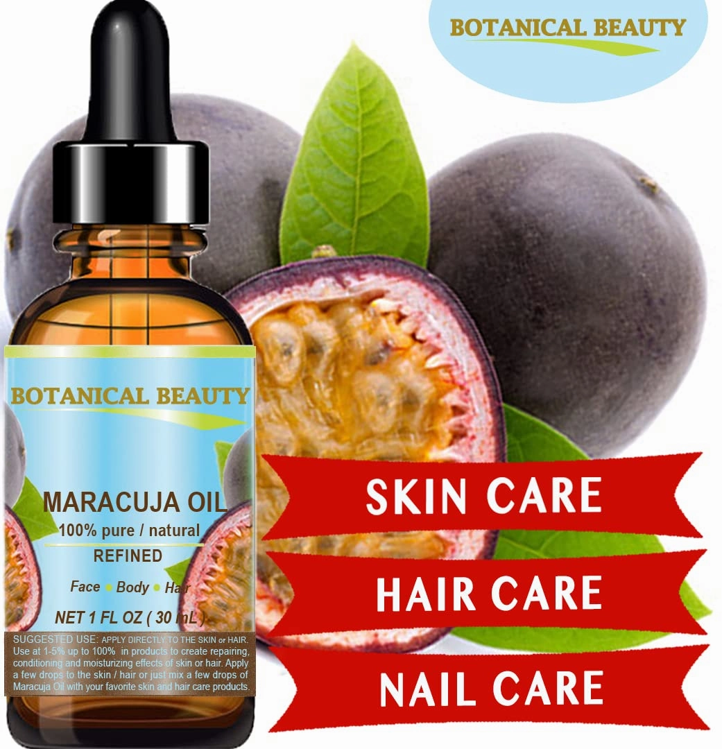 Botanical Beauty MARACUJA OIL 100% Pure Natural Cold Pressed Undiluted for Face, Skin, Hair, Body, Lip, Nails 1 Fl.oz.- 30 ml Rich in vitamin C
