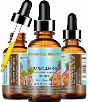 Botanical Beauty MARACUJA OIL 100% Pure Natural Cold Pressed Undiluted for Face, Skin, Hair, Body, Lip, Nails 4 Fl.oz.- 120 ml Rich in vitamin C