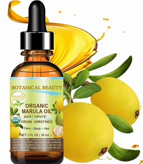 Botanical Beauty Organic MARULA OIL WILD GROWTH 100% Pure Natural Virgin, Unrefined Cold-Pressed 1 Fl.oz.- 30 ml Moisturizer for FACE, DRY SKIN, BODY, DAMAGED HAIR, NAILS, Anti-Aging