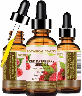 Botanical Beauty Red Raspberry Seed Oil 100% Pure Natural Undiluted Refined Cold Pressed Carrier Oil 2 Fl.oz.- 60 ml. for Face, Skin, Hair, Lips, Nails. Rich in Vitamin C, Vitamin E