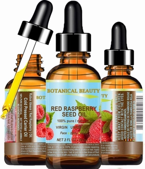 Botanical Beauty RED RASPBERRY SEED OIL 100% Pure Natural Virgin Unrefined Undiluted Cold Pressed Carrier Oil for Face, Skin, Hair, Body, Nails 2 Fl.oz.- 60 ml. Rich in Vitamin C, Vitamin E