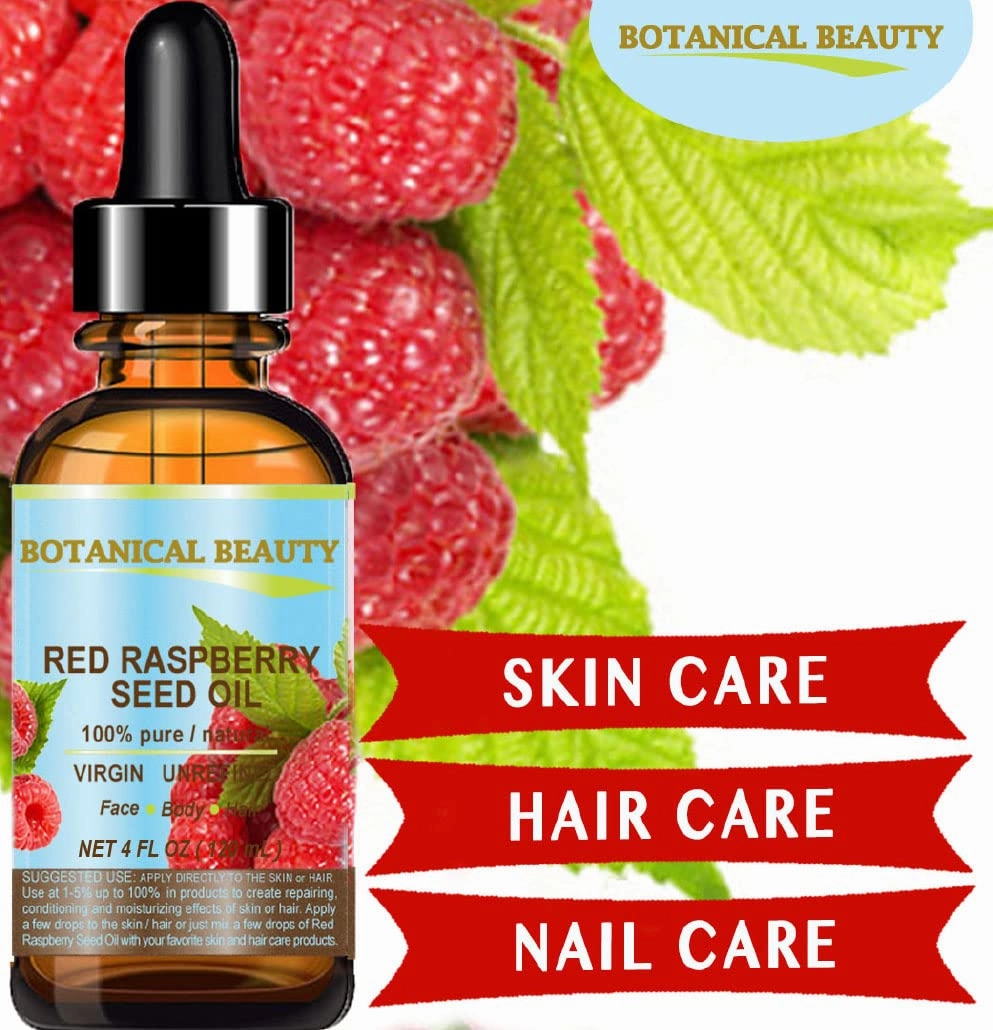 Botanical Beauty RED RASPBERRY SEED OIL 100% Pure Natural Virgin Unrefined Undiluted Cold Pressed Carrier Oil for Face, Skin, Hair, Body, Nails 2 Fl.oz.- 60 ml. Rich in Vitamin C, Vitamin E