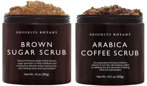 Brooklyn Botany Brown Sugar Body Scrub & Arabica Coffee Body Scrub - Exfoliating Body Scrub – Anti Cellulite Scrub Helps Fight Stretch Marks, Cellulite, Veins and Eczema – Gift for Women - 10 oz