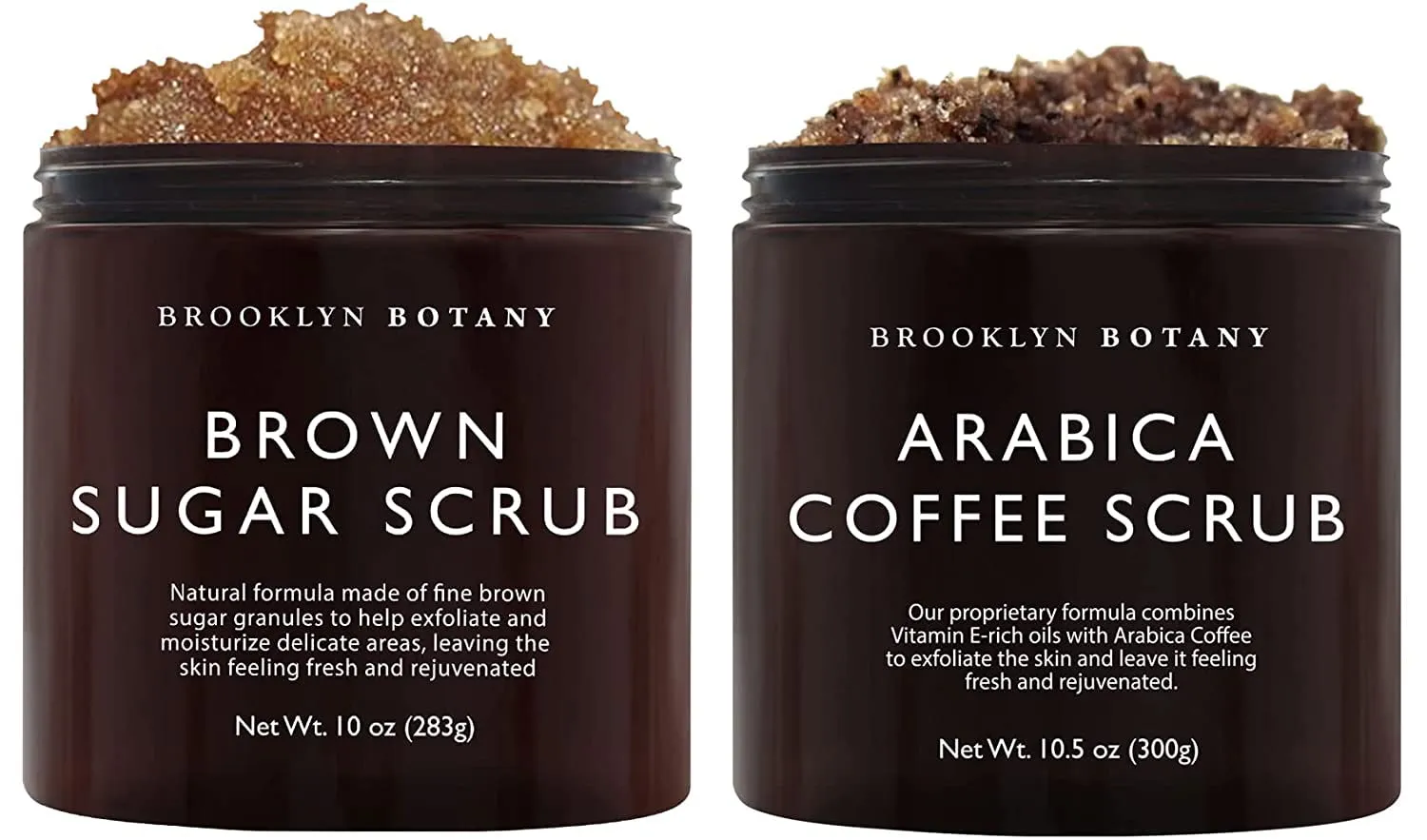 Brooklyn Botany Brown Sugar Body Scrub & Arabica Coffee Body Scrub - Exfoliating Body Scrub – Anti Cellulite Scrub Helps Fight Stretch Marks, Cellulite, Veins and Eczema – Gift for Women - 10 oz