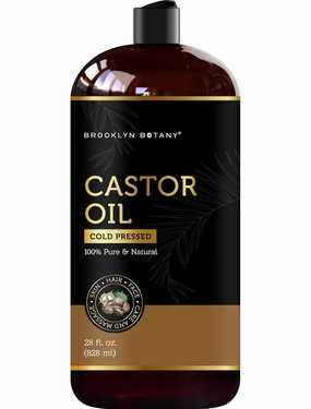 Brooklyn Botany Castor Oil for Hair Growth, Eyelashes & Eyebrows - 100% Pure and Natural Carrier Oil, Hair & Body Oil - Moisturizing Massage Oil for Aromatherapy - 28 Fl Oz