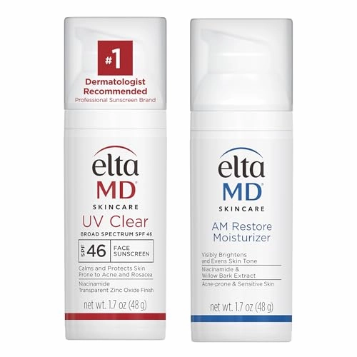Bundle of EltaMD UV Clear Face Sunscreen SPF 46   EltaMD AM Restore Face Moisturizer