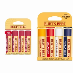 Burt's Bees Lip Balm Valentines Day Gifts, Pomegranate, Lip Moisturizer With Sourced Beeswax & Lip Balm Valentines Day Gifts, Beeswax, Strawberry, Coconut and Pear, and Vanilla Bean