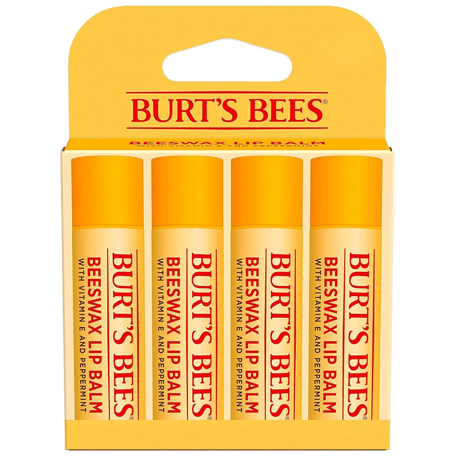 Burt's Bees Beeswax Lip Balm, Lip Moisturizer With Responsibly Sourced Beeswax, Tint-Free, Natural Conditioning Lip Treatment, 4 Tubes, 0.15 oz.