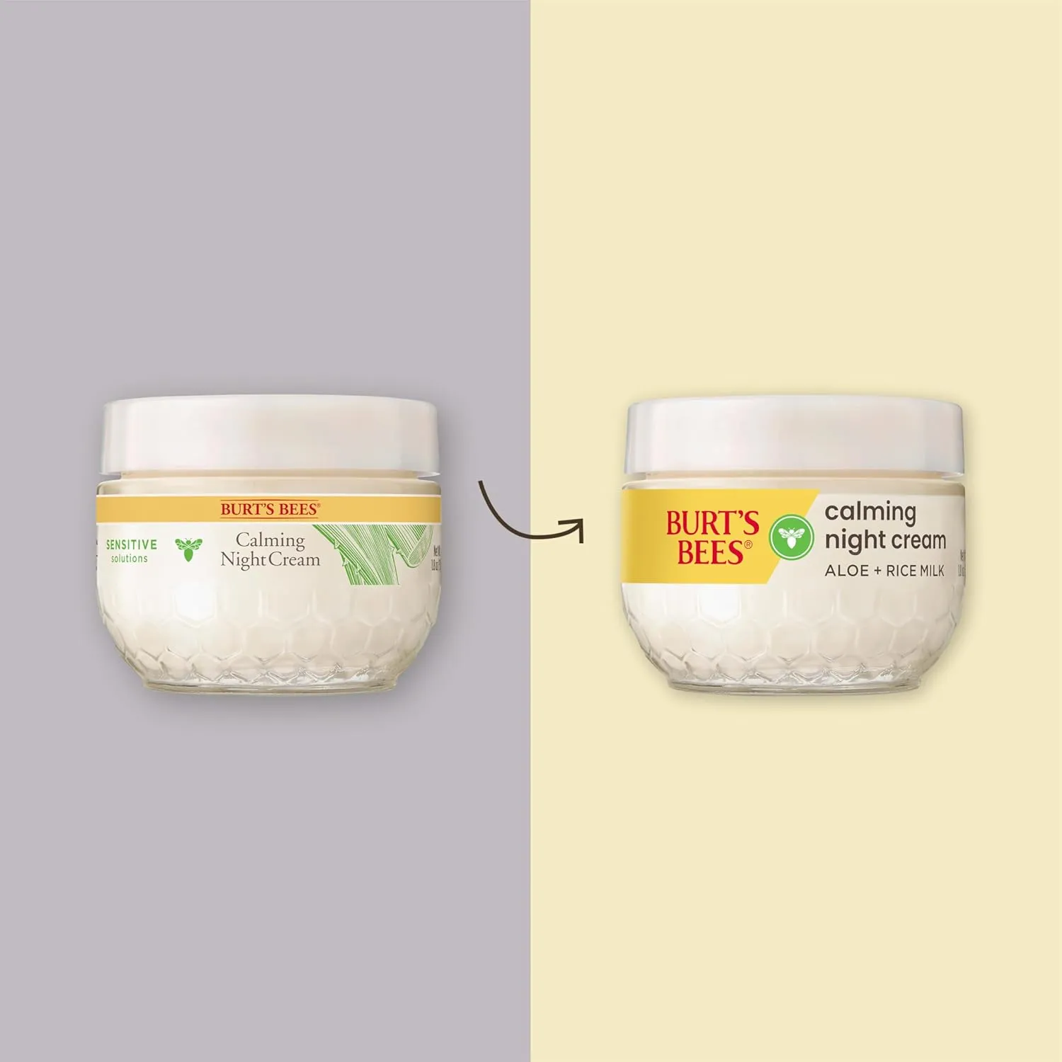 Burt's Bees Calming Night Cream, Mothers Day Gifts, With Aloe and Rice Milk, Face Moisturizer For Sensitive Skin Infuses Skin With Moisture While You Sleep, 98.8 Percent Natural Origin, 1.8 oz. Tub