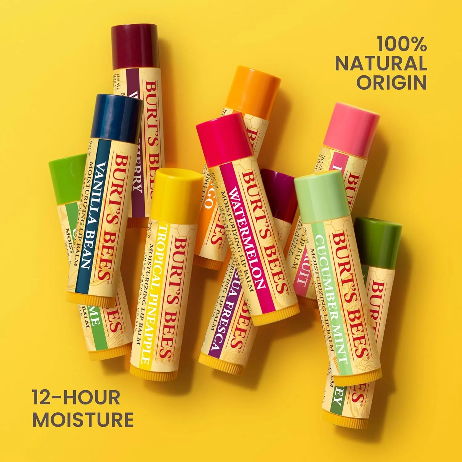 Burt's Bees Mothers Day Gifts Ideas - Balm Bouquet Lip Balm Set, Original Beeswax, Vanilla Bean, Cucumber Mint, Coconut & Pear Pack, Natural Origin Lip Treatment, 4 Tubes, 0.15 oz.