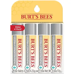 Burt's Bees Mothers Day Gifts, Lip Balm, Moisturizing Lip Care, 100% Natural Origin, Ultra Conditioning with Shea, Cocoa & Kokum Butter (4 Pack)