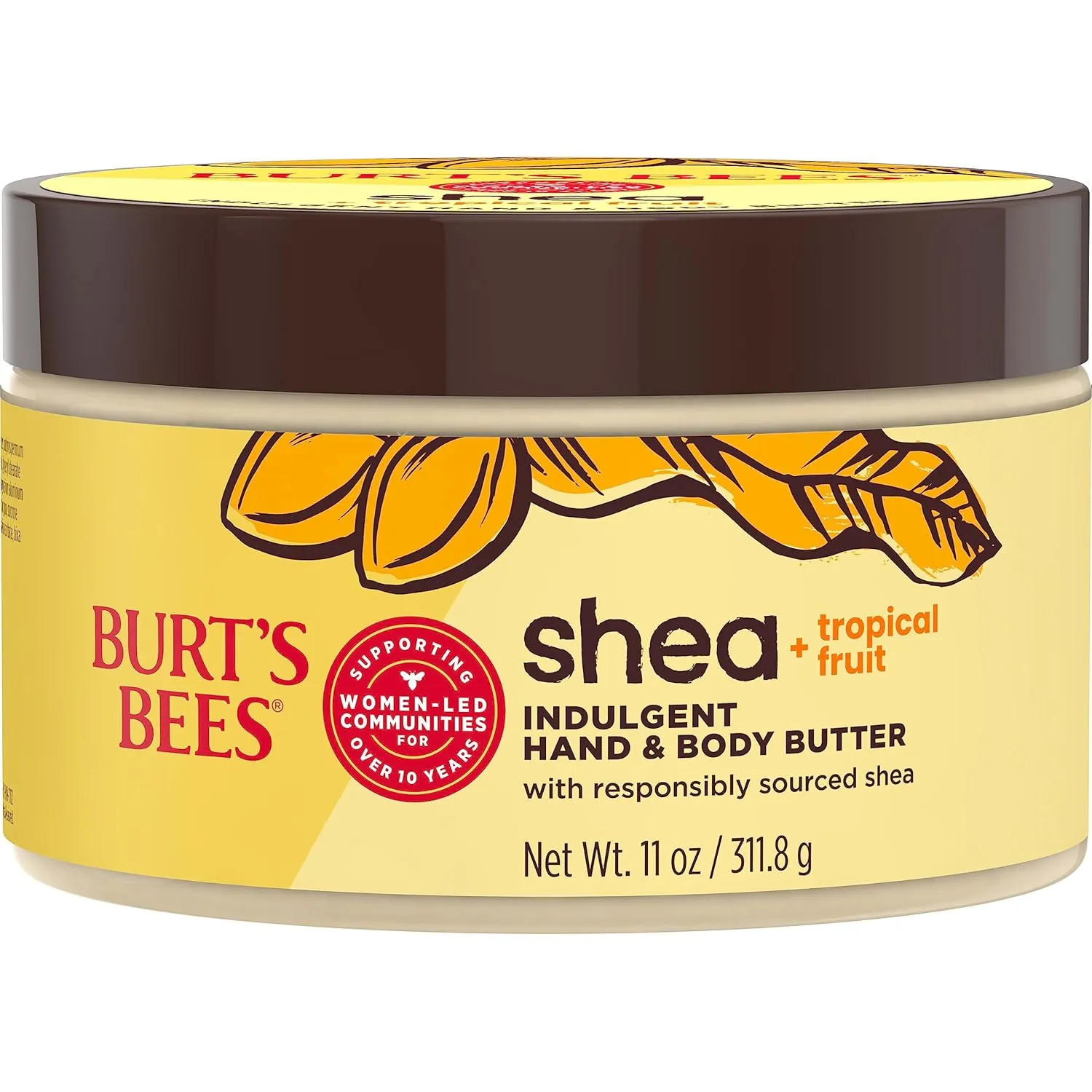 Burt's Bees Mothers Day Gifts, Shea   Tropical Fruit Indulgent Hand and Body Butter, Non-Greasy, Antioxidant Rich for Glowing Skin, Non-Irritating, Natural Origin Skin Care, 11 oz.