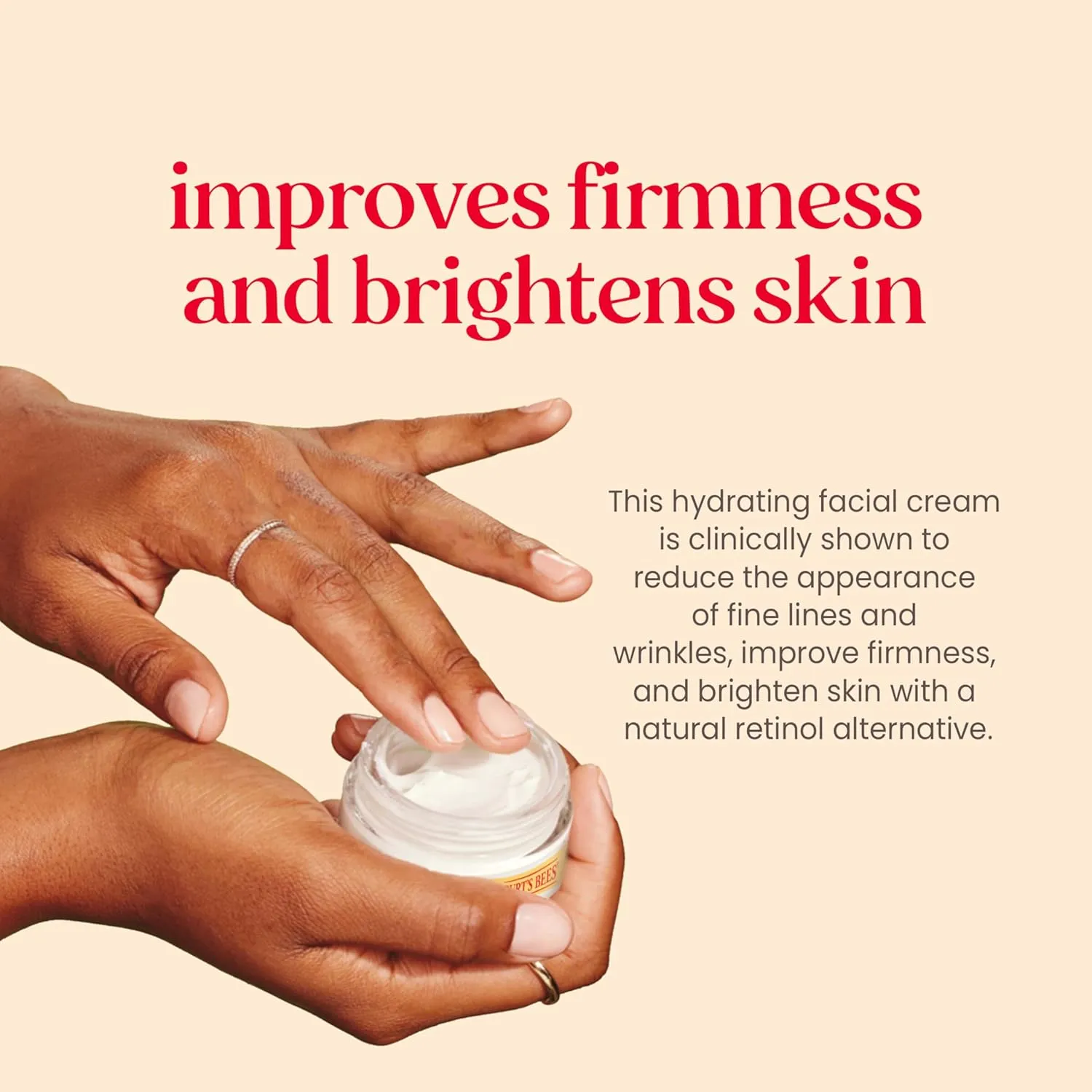 Burt's Bees Renewal Fragrance-Free Firming Moisturizing Face Cream With Natural Retinol Alternative, Firming Face Cream With Bakuchiol, 99 Percent Natural Origin Skin Care, 1.8 oz. Tub
